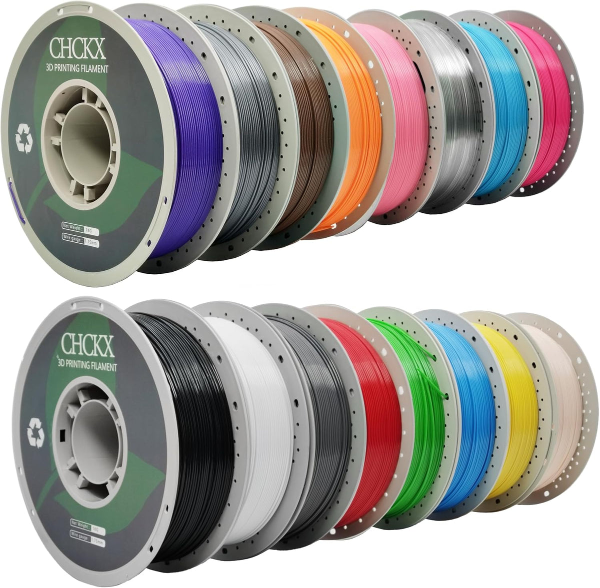 PETG 3D Printer Filament Bundle, 16Rolls,Dimensional Accuracy +/- 0.03 mm, 1kg Spool(2.2lbs), 1.75 mm Fit for Most 3D Printers,16-Multicolor Assortment