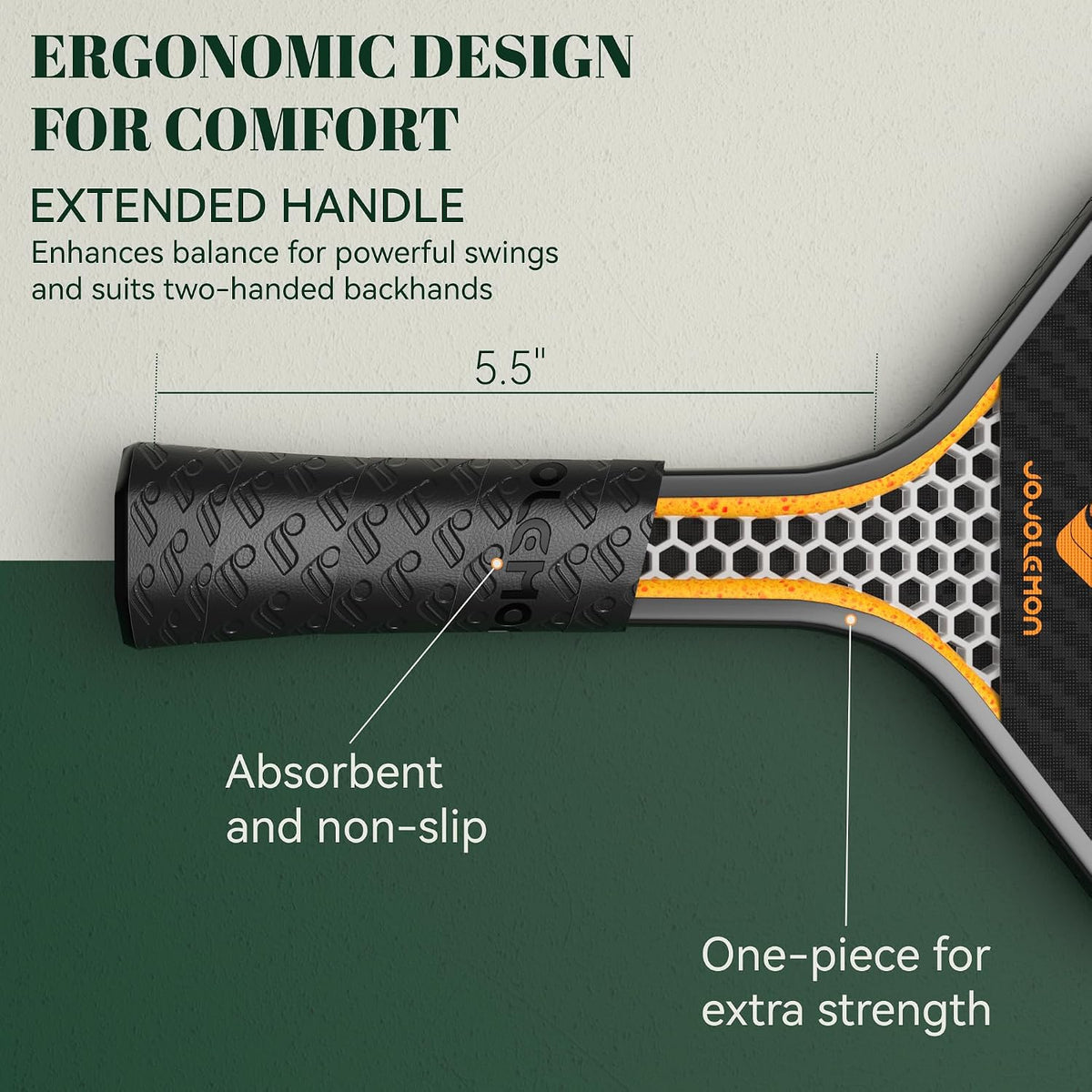 JOJOLEMON Pickleball Paddles, Carbon Fiber Pickleball Paddle with a 16mm Shark Power Polymer Core, The Pickleball Rackets Designed for Ultimate Spin & Consistency