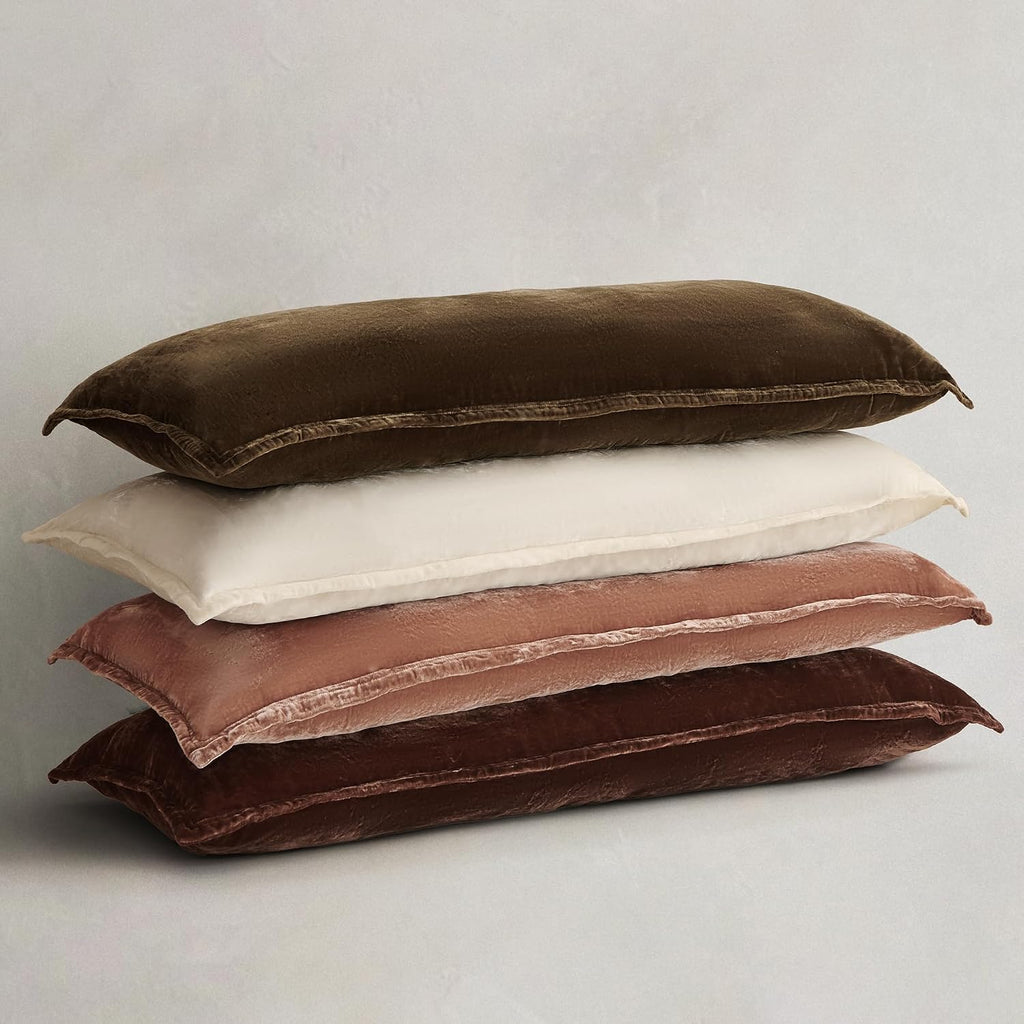 HiEnd Accents Stella Faux Silk Velvet Green Ochre Long Lumbar Pillow