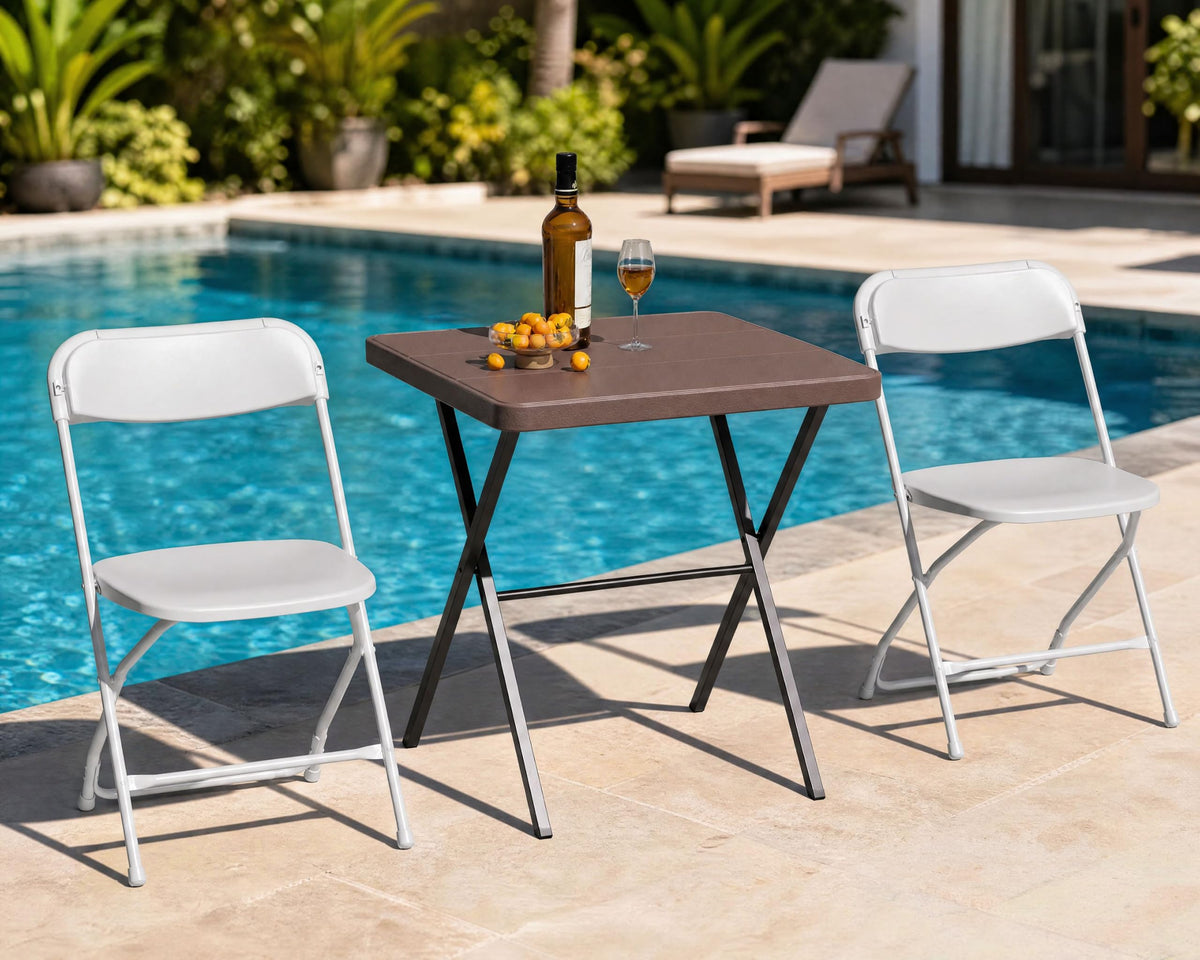 Folding Table and Chairs Set for 4, 36 Inch Foldable Card Table with Carrying Handle & 4 PU Leather Padded Folding Chairs, Portable Indoor Outdoor Dining Table Set for Picnic, Camping, RV, Game Night