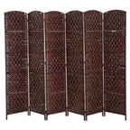 HOMCOM Room Divider 6-Panel, 6FT-Tall Folding Privacy Screen, Natural