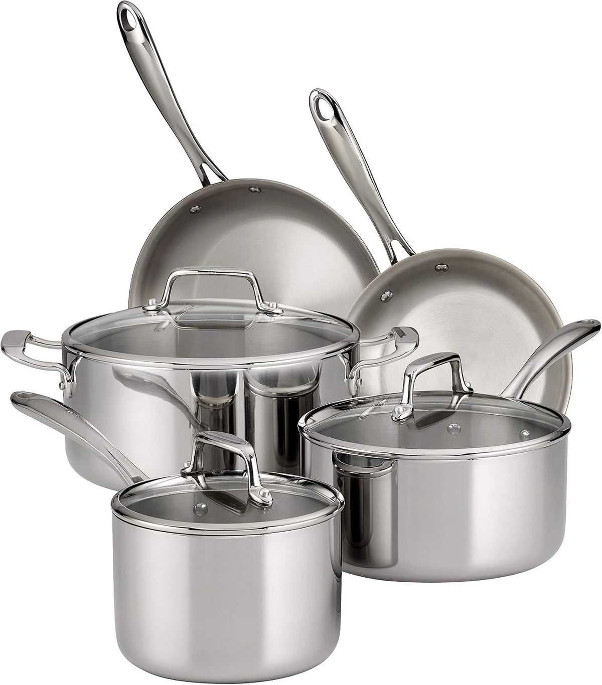 Tramontina Boston Tri-Ply Clad Stainless Steel 8-Pc Pots and Pans Set