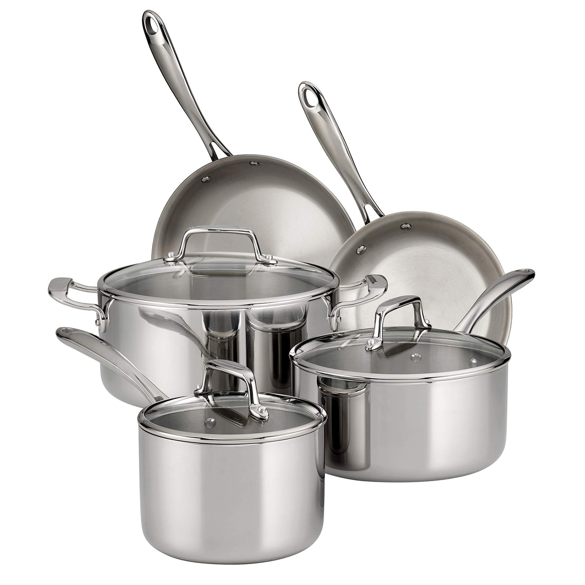 Tramontina Boston Tri-Ply Clad Stainless Steel 8-Pc Pots and Pans Set