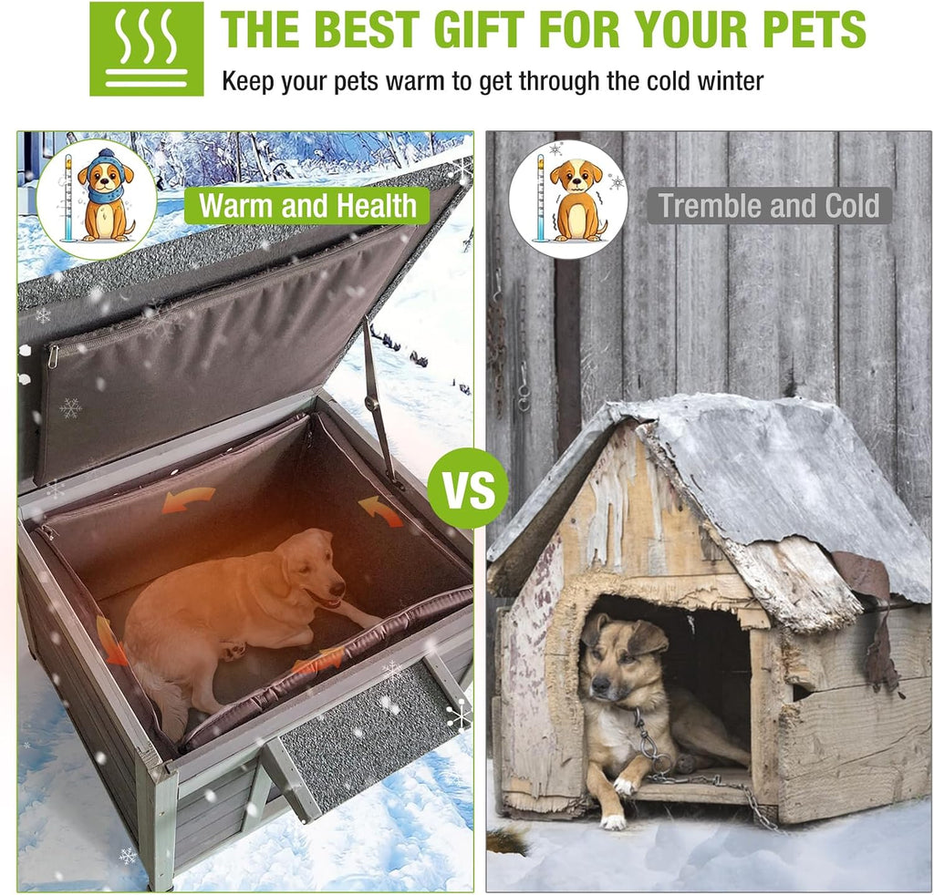 GUTINNEEN Dog House Insulated for Small Dogs Outdoor Cat House Feral Cat Shelter with Thermal Liner