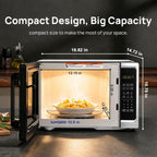 Countertop Small Microwave Oven 0.9 Cu. Ft, 900W Compact Microwave with LED Lighting, 6 Auto Menus, Turntable, Child Lock, Easy-Clean, Memory for Kitchen, Home, Dorm Essentials, Stainless Steel