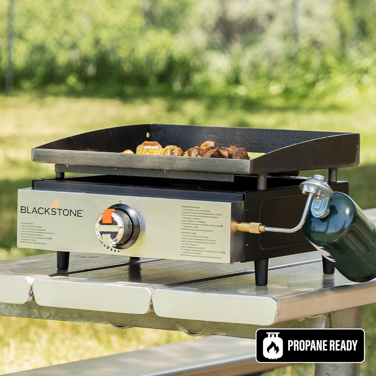 Blackstone 2142 Original 17” Tabletop Griddle with Low-Maintenance Stainless Steel Front Plate, Powder Coated Steel, Black