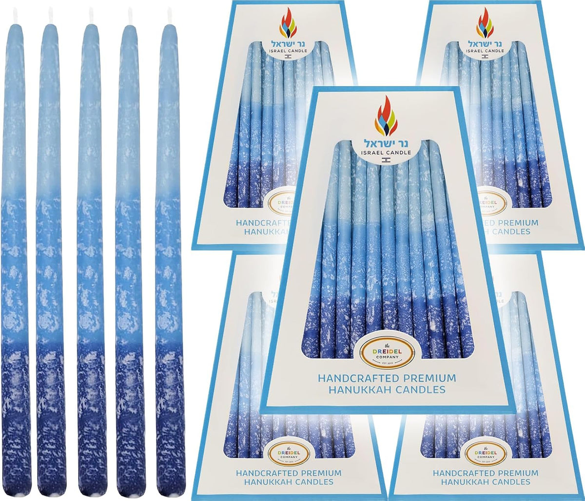 The Dreidel Company Hanukkah Candles Multi Blue Hued Frosted Deluxe Tapered Candles (24-Pack)