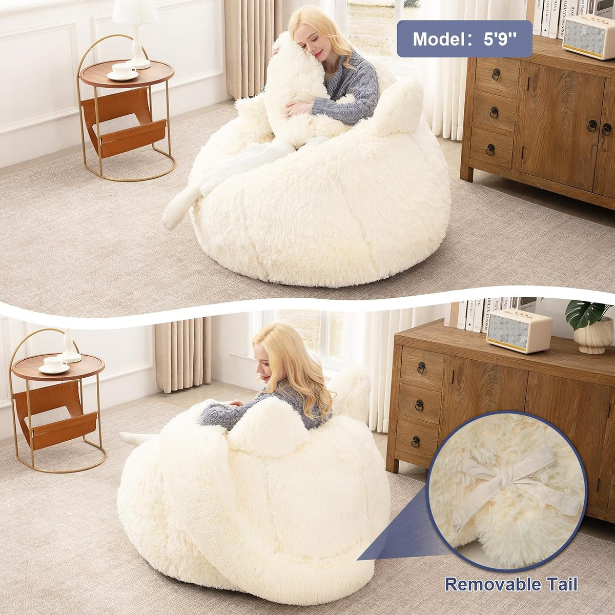 Bean Bag Chair for Adults Teens, Giant Faux Fur Cat Beanbag Sofa