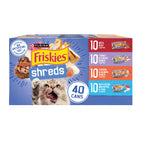 Friskies Purina Wet Cat Food Variety Pack, Shreds with Beef, Turkey & Cheese Dinner, Chicken & Salmon Dinner, and with Ocean Whitefish and Tuna - 5.5 oz. Cans (Pack of 80)