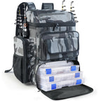 Fishing Tackle Backpack With Rod Holders,45L Large Tackle Bag & Fishing Tackle Backpack for Fishing,Camping, Hiking,Camouflage Blue