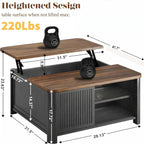 Decofy Lift Top Coffee Table with Storage Adjustable Shelves & Sliding Door