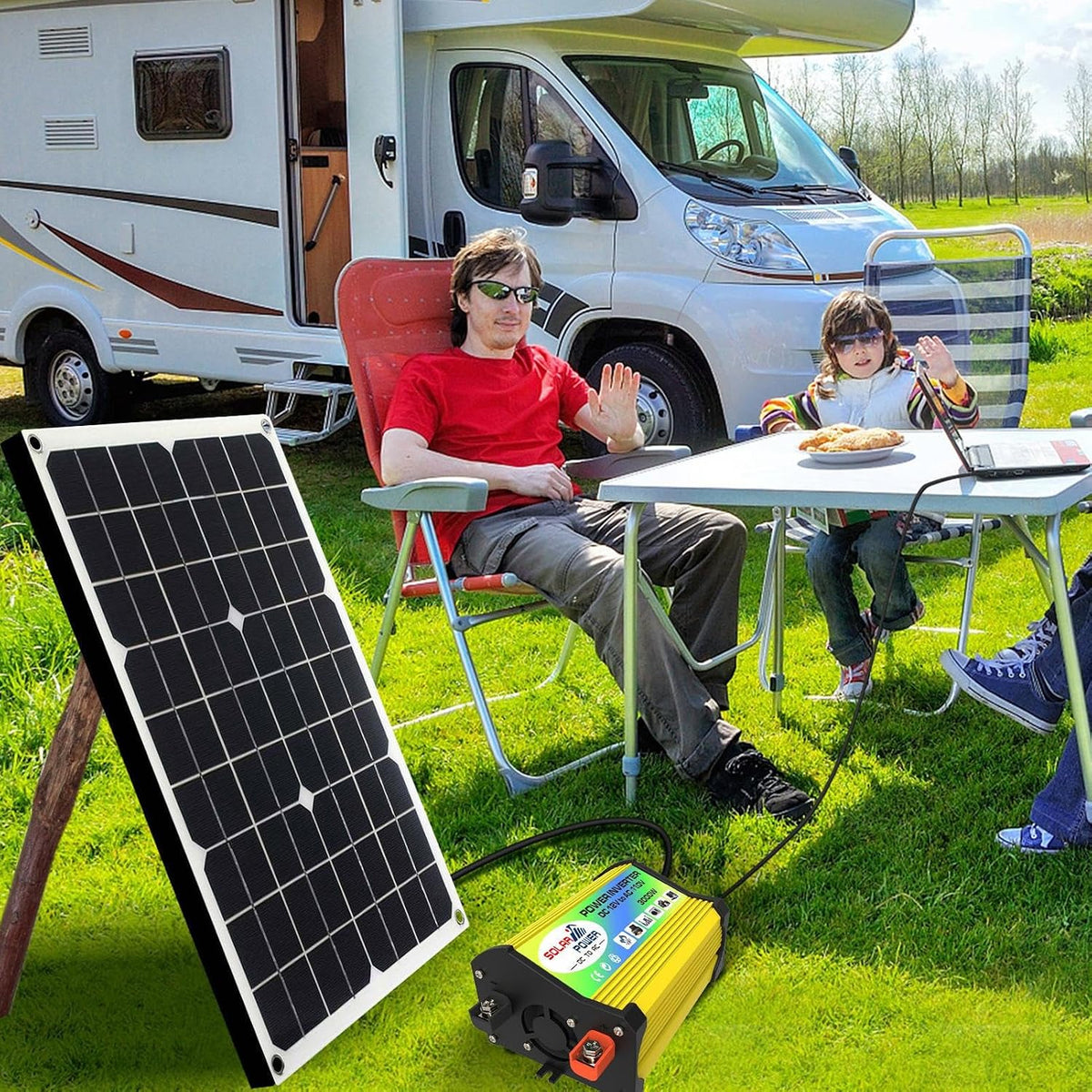 Solar System – Energy Inverter Kit, Panel Charge Controller | 3000W Home Generator with USB Ports, Complete Renewable Source for Off-Grid Cabins, System for Outdoor Setup