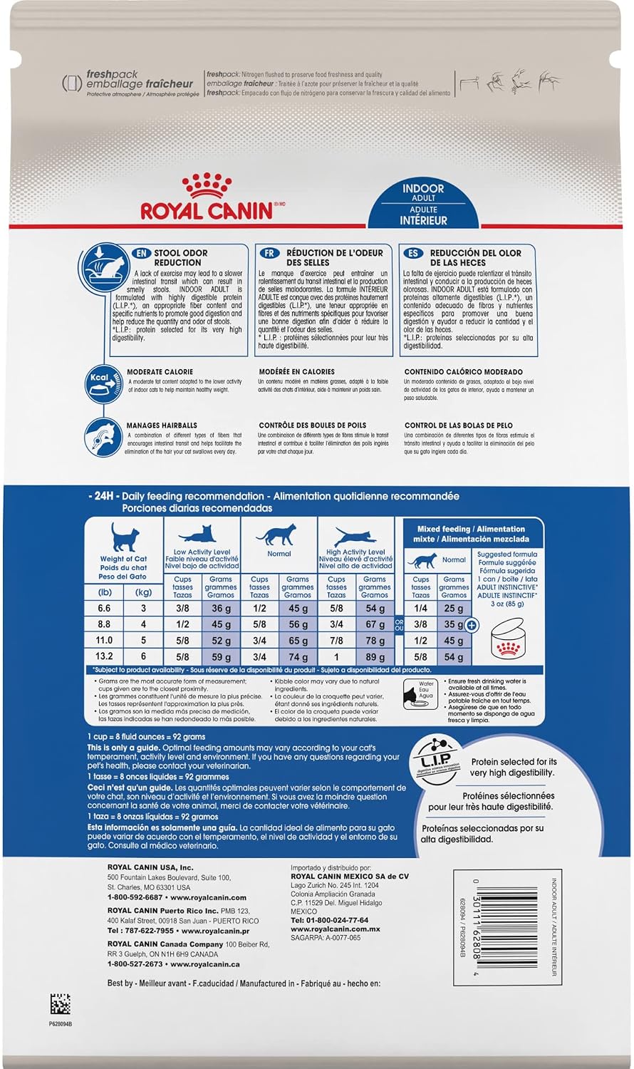 Royal Canin Feline Health Nutrition Indoor Adult Dry Cat Food, 15 lb Bag