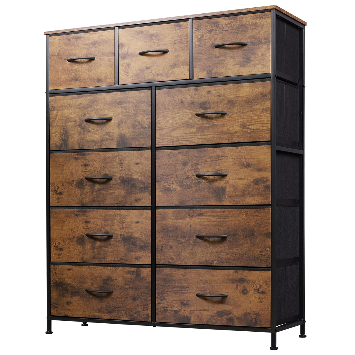 LED TV Stand for 55 Inch TV, 8 Drawers, Black