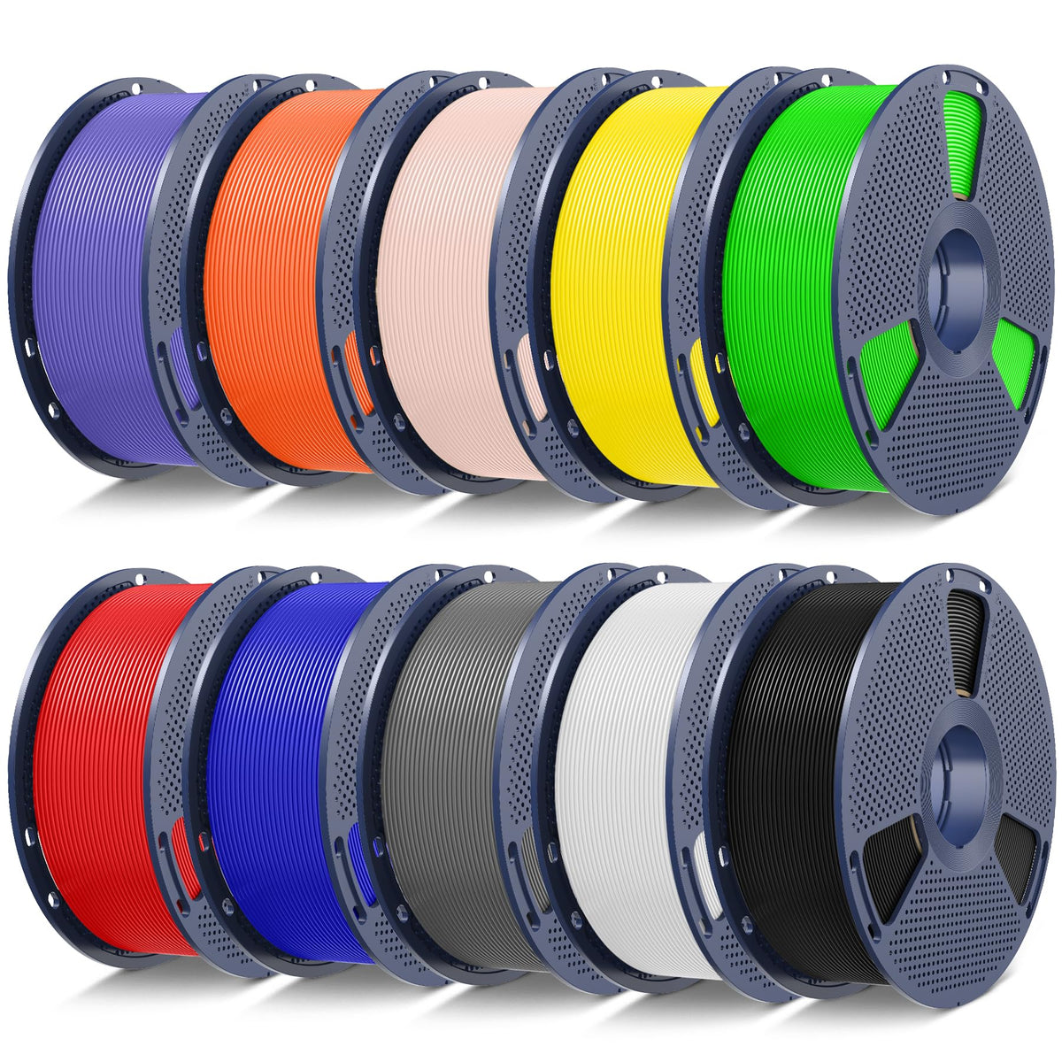 SUNLU PLA+2.0 3D Printer Filament, Multicolor, 10-Pack (10KG)