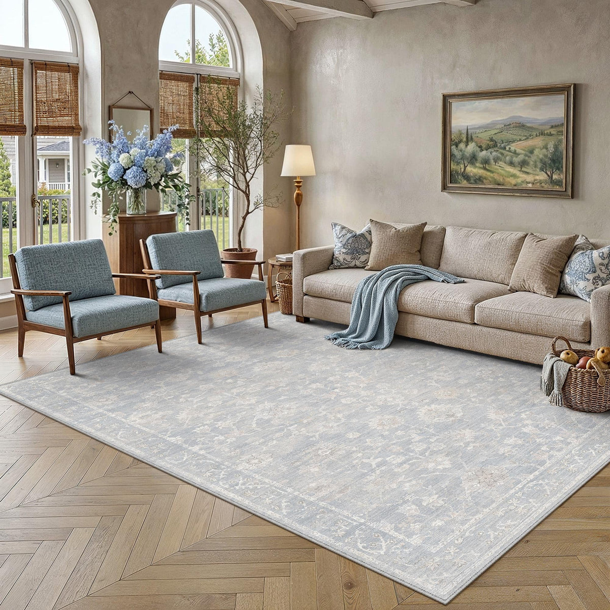 HUGEAR 8x10 Beige Neutral Area Rugs Washable Rug Carpet