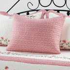 5-Piece Quilted Microfiber Daybed Cover Set with Floral Embroidery, All Season Luxurious Bedding with Matching Shams and Bed Skirt, 75"x39", Pink Flower