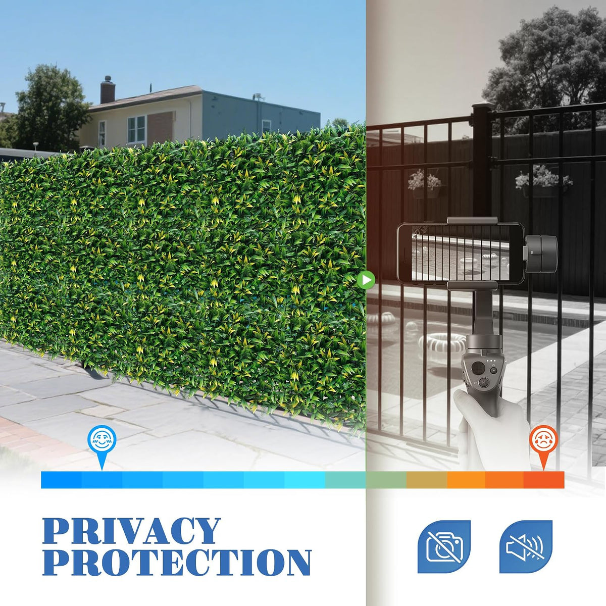ECOOPTS 20"x20" Faux Ivy Privacy Fence Screen Artificial Boxwood Panels Topiary Hedge Plants for Indoor Outdoor Decoration, #3 Mixed Leaves, 28 Packs