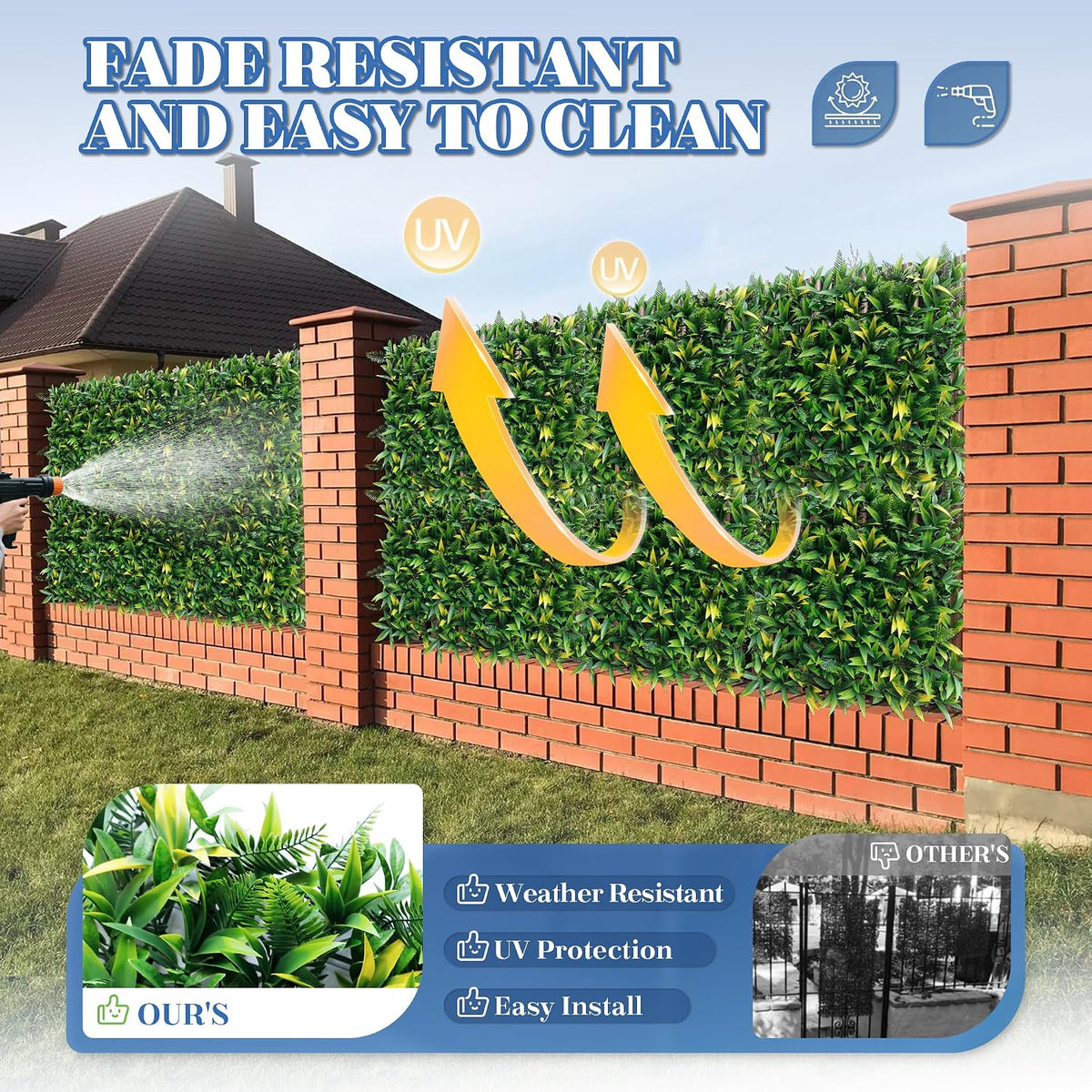ECOOPTS 20"x20" Faux Ivy Privacy Fence Screen Artificial Boxwood Panels Topiary Hedge Plants for Indoor Outdoor Decoration, #3 Mixed Leaves, 28 Packs