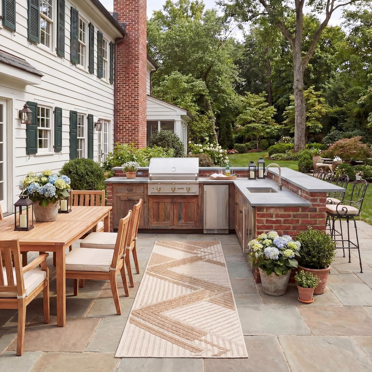 SAFAVIEH Washable Rug Outdoor Global Collection - 2'2" x 16' Runner, Beige & Light Beige, Non-Shedding & Easy to Clean, Ideal for Patio, Backyard, Mudroom (GLB220B)