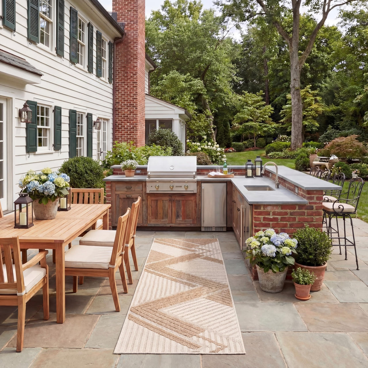 SAFAVIEH Washable Rug Outdoor Global Collection - 2'2" x 16' Runner, Beige & Light Beige, Non-Shedding & Easy to Clean, Ideal for Patio, Backyard, Mudroom (GLB220B)