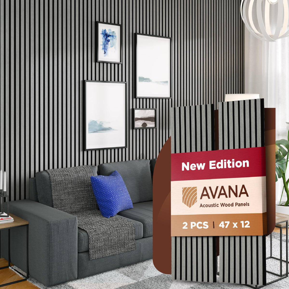 Avana Acoustic Wood Wall Panels – 93.2x11.25 Inch Panels – Fits 94x12 Layout – Rustic Walnut Acoustic Panels 4 PCs –Wall Panels For Interior Wall Decor For Homes, Offices – Durable Wood Panel For Wall
