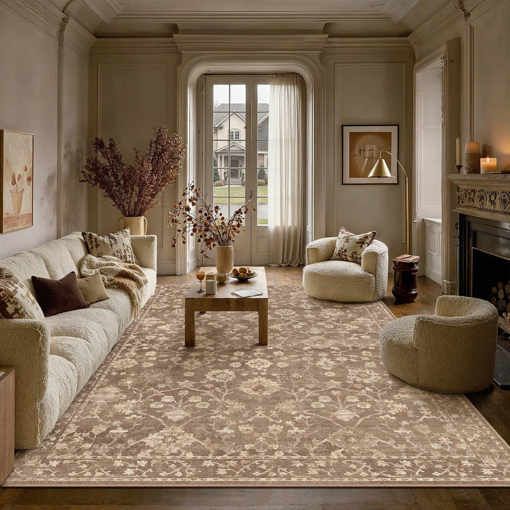 HUGEAR 8x10 Beige Neutral Area Rugs Washable Rug Carpet