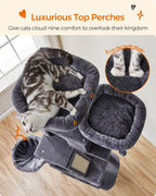 Feandrea Cat Tree, 81.1-Inch Large Cat Tower, Multi-Level Condo, Smoky Gray