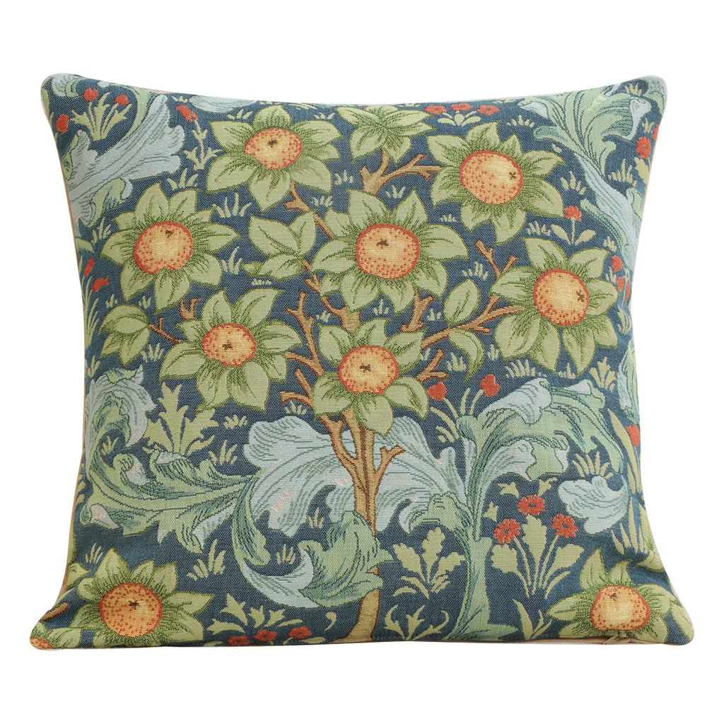 William Morris Kelmscott Tree Blue Tapestry Throw Pillow Cover 19 x 19 in
