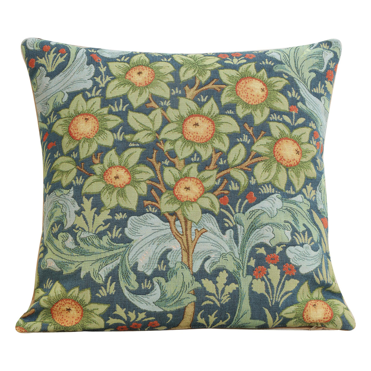 William Morris Kelmscott Tree Blue Tapestry Throw Pillow Cover 19 x 19 in
