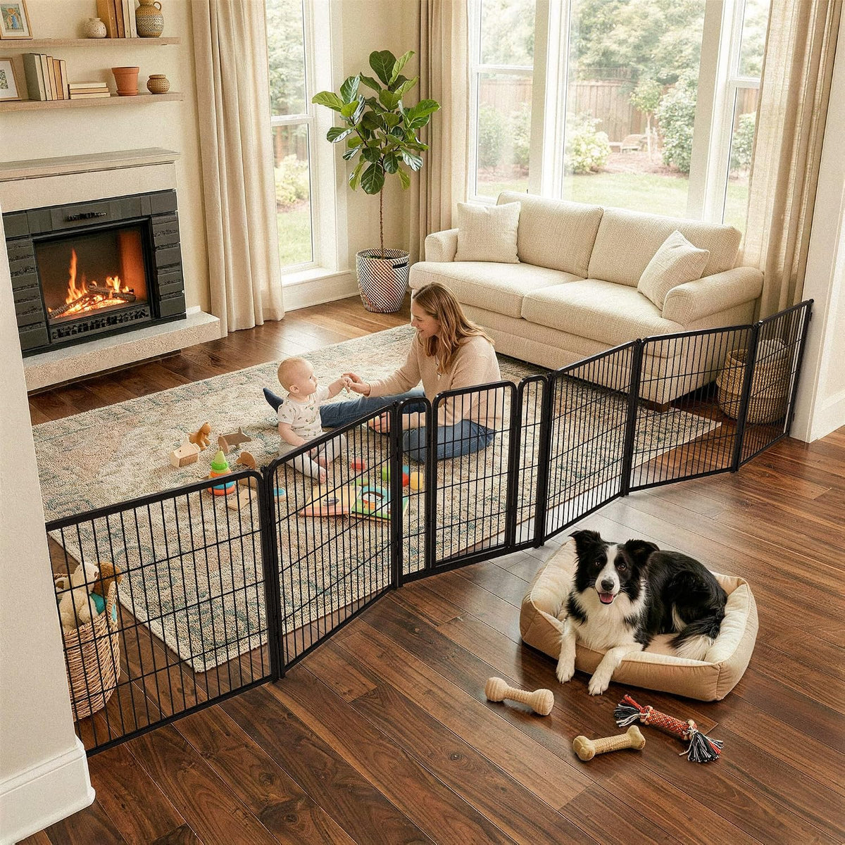 FXW Dog Gate, Extra Wide Adjustable for Openings Up to 165", 32" H