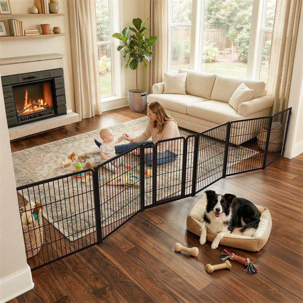 FXW Dog Gate, Extra Wide Adjustable for Openings Up to 111", 32" H