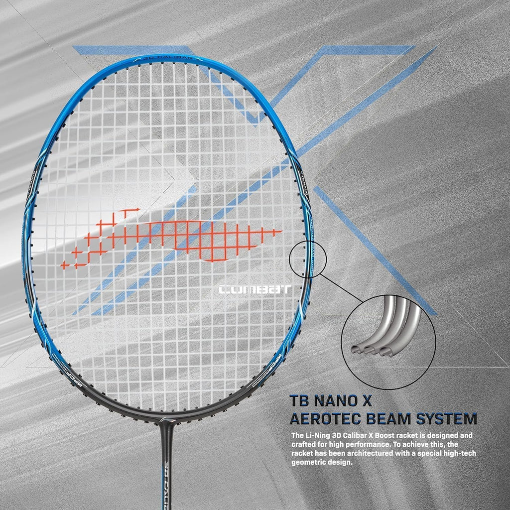 Li-Ning 3D Calibar X Combat Carbon Graphite Strung Racquets, 85 Grams, 30 Lbs String Tension and Free Full Cover