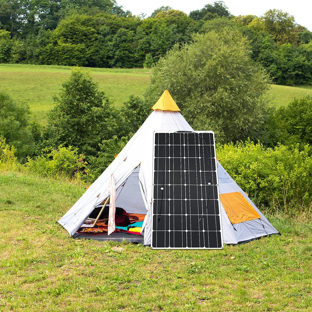 400W Solar Panel Semi Flexible (4pcs 100W) Mono Solar Module for Garden Shed, Camping, Mobile Home, Ideal for 12v Car Battery