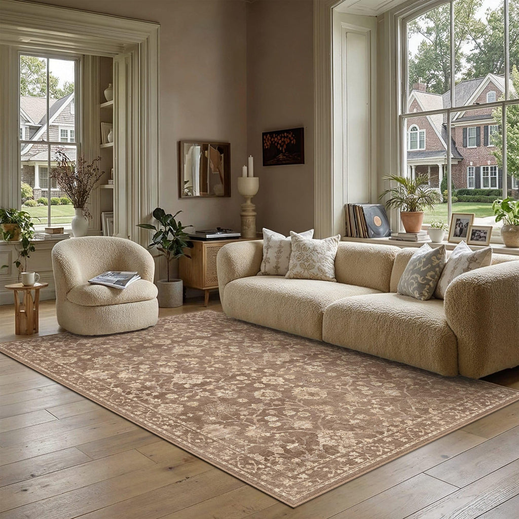 HUGEAR 8x10 Beige Neutral Area Rugs Washable Rug Carpet