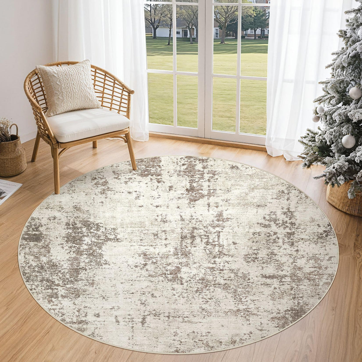 UERMEI 9x12 Area Rug Living Room Rugs - Washable Neutral Modern Abstract Soft Thin Large Rug Indoor Floor No Slip Rug Carpet for Bedroom Under Dining Table Home Office Decor - Brown Grey