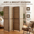 HOMCOM Room Divider, 6 FT Tall Folding Privacy Screen, 4-Panel Boho Brown