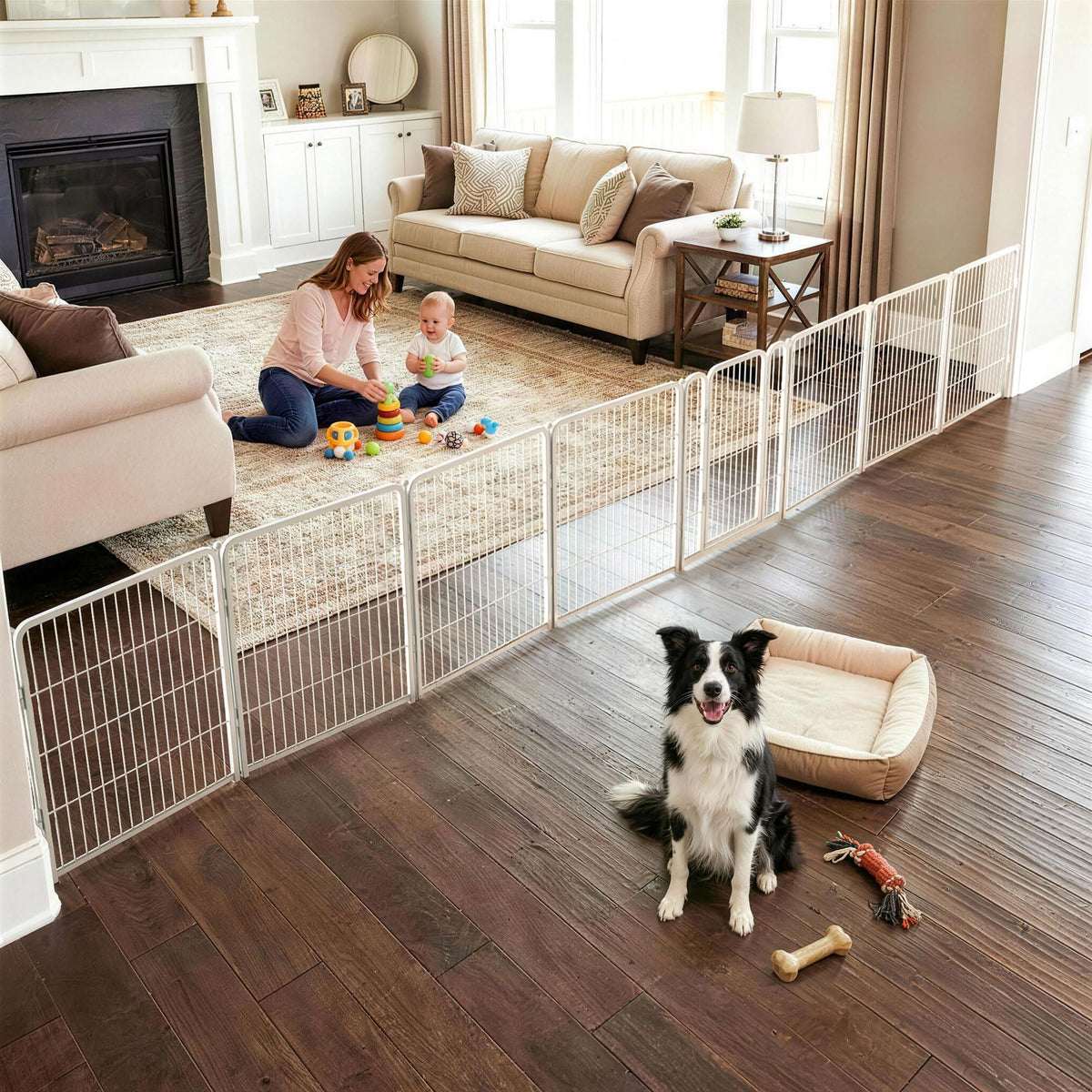 FXW Dog Gate, Extra Wide Adjustable for Openings Up to 111", 32" H