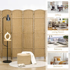 HOMCOM Room Divider 8 Panel Folding Privacy Screen 5.6' Tall Nature Wood
