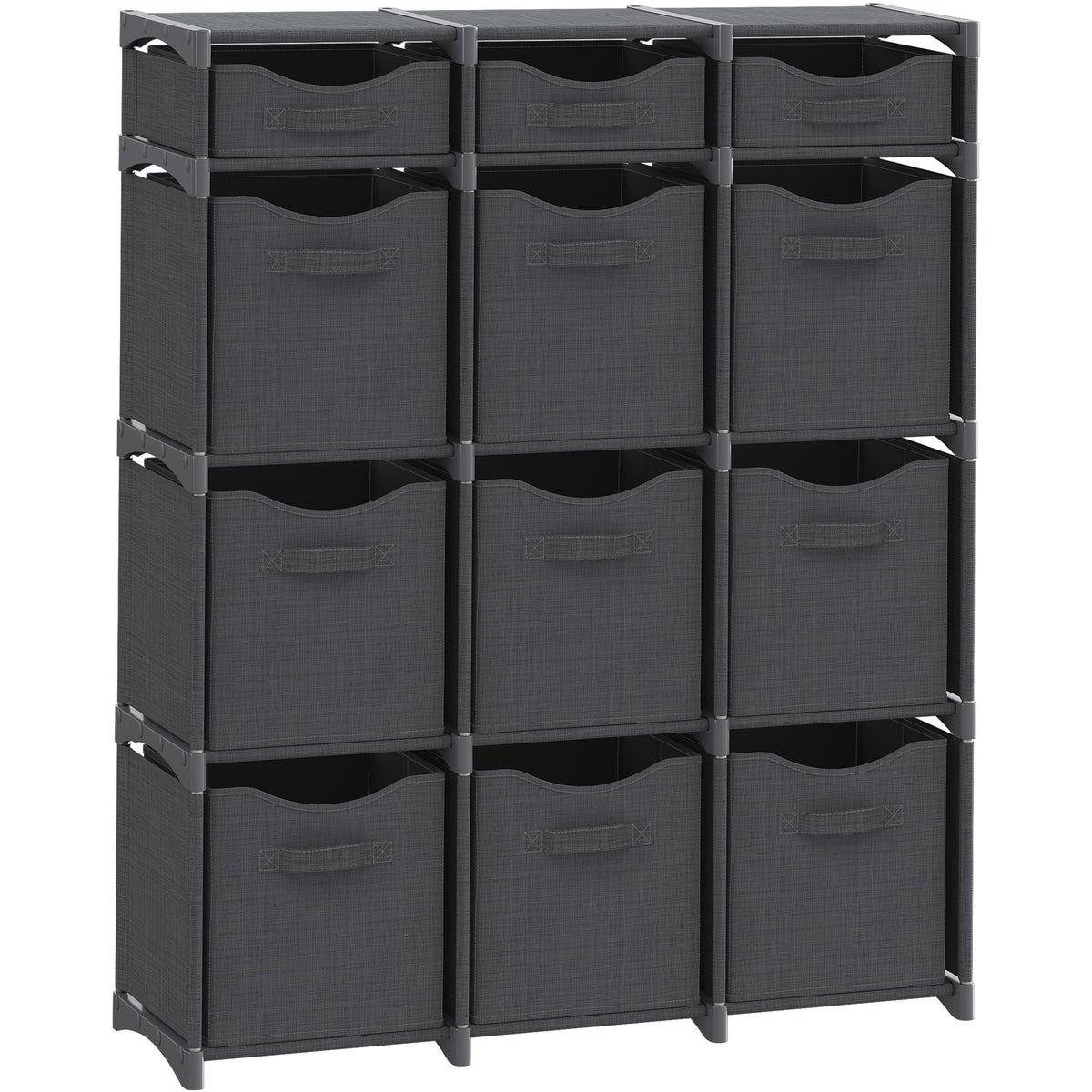 Cube Storage Organizer with Storage Bins Included - The Perfect Closet Organizers and Storage Solution. Includes 12 Storage Cubes, Great For Toy Storage, Closet Storage, Clothes Storage (Grey)