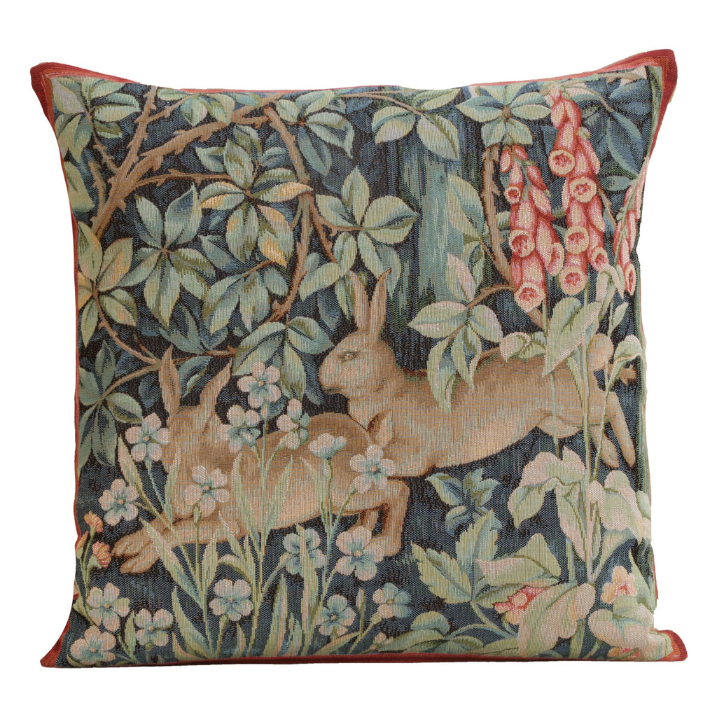William Morris Kelmscott Tree Blue Tapestry Throw Pillow Cover 19 x 19 in