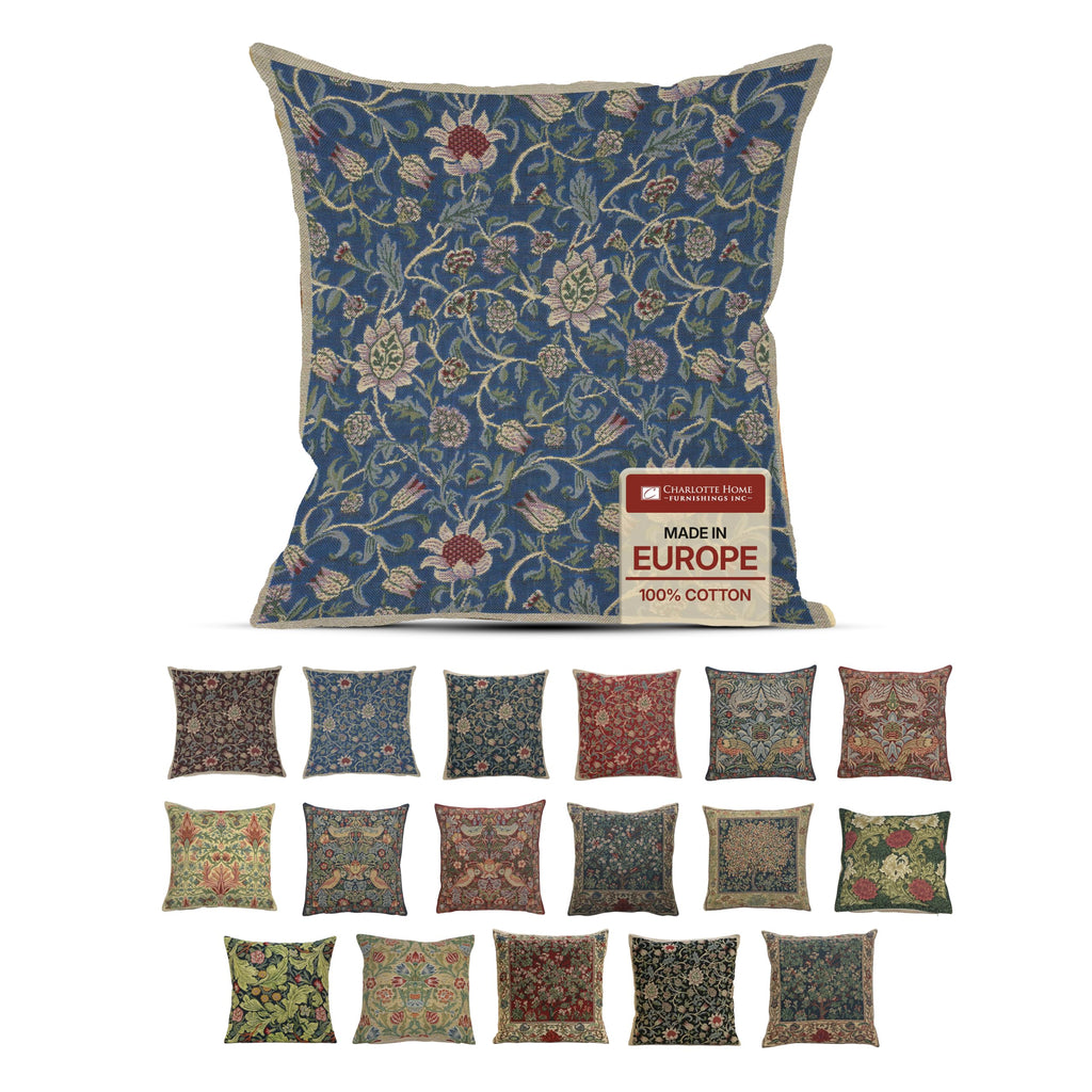 William Morris Chrysanthemum Multi Tapestry Throw Pillow Cover 16 x 16 in