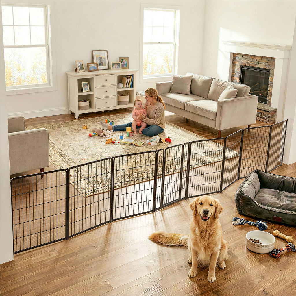 FXW Dog Gate, Extra Wide Adjustable for Openings Up to 111", 32" H