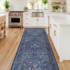 Floral Dark Green Washable Area Rugs 8x10, Vintage Living Room Rug