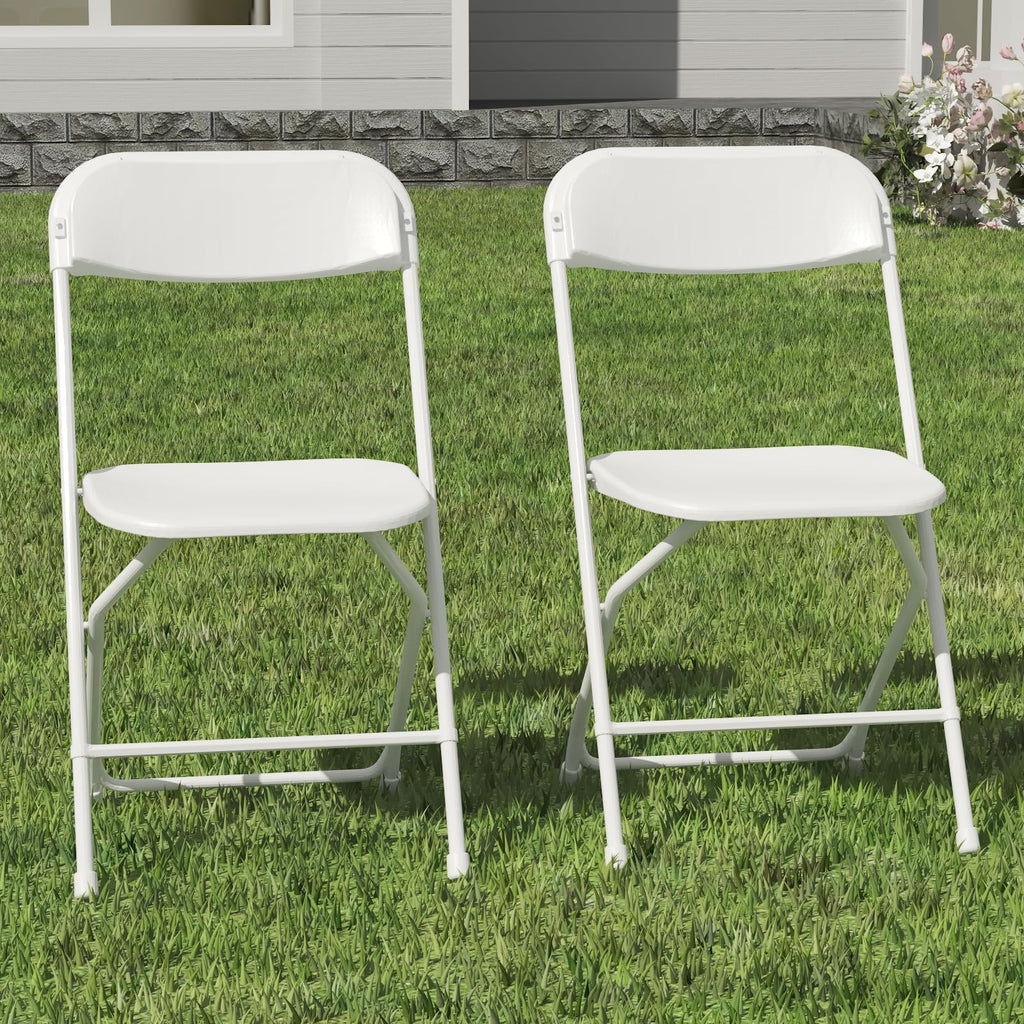 10 Pack White Folding Chairs for School Events Wedding Party Picnic