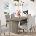 GarveeHome 63" Long Oval Dining Table with Wooden Base for 4-6 People