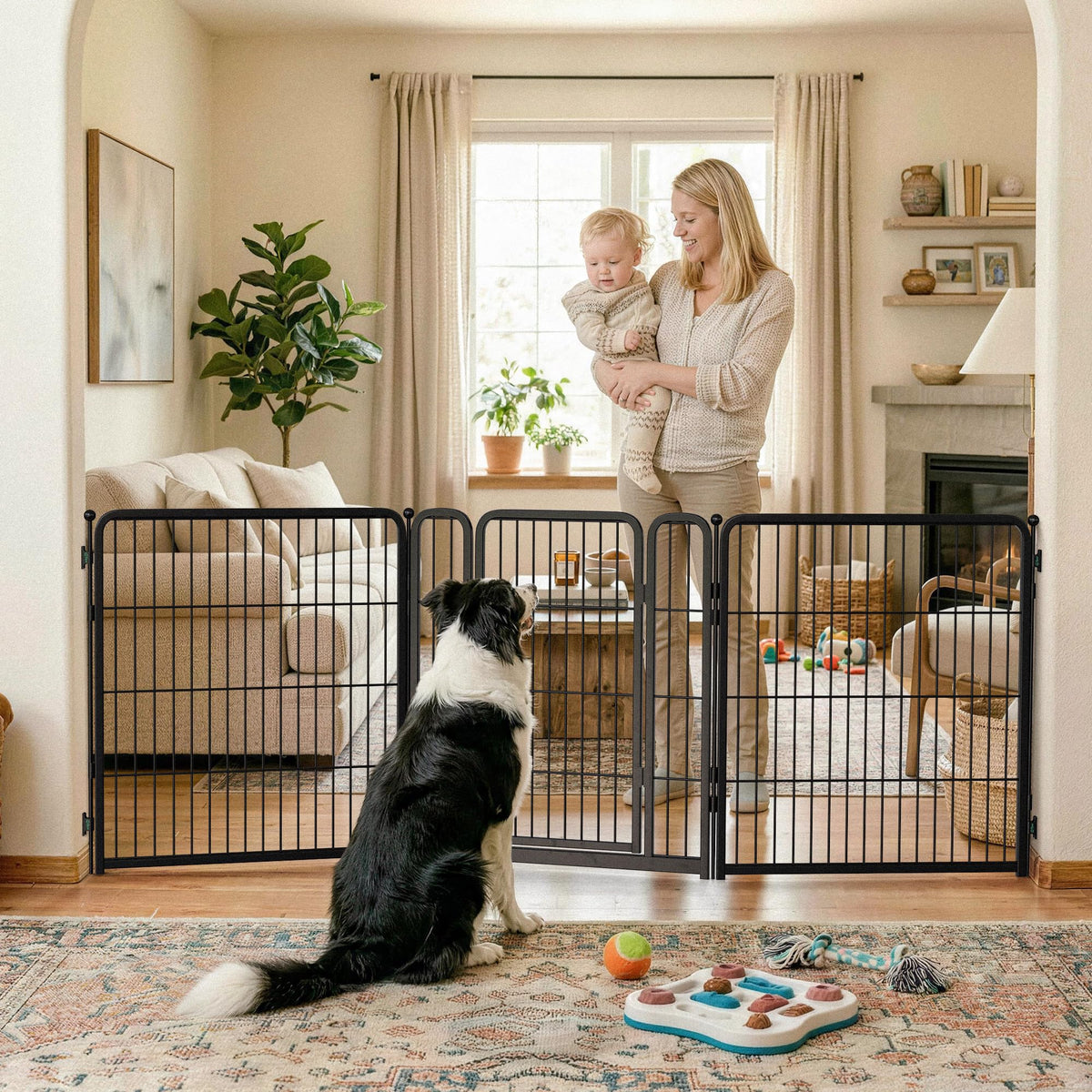 FXW Dog Gate, Extra Wide Adjustable for Openings Up to 165", 32" H