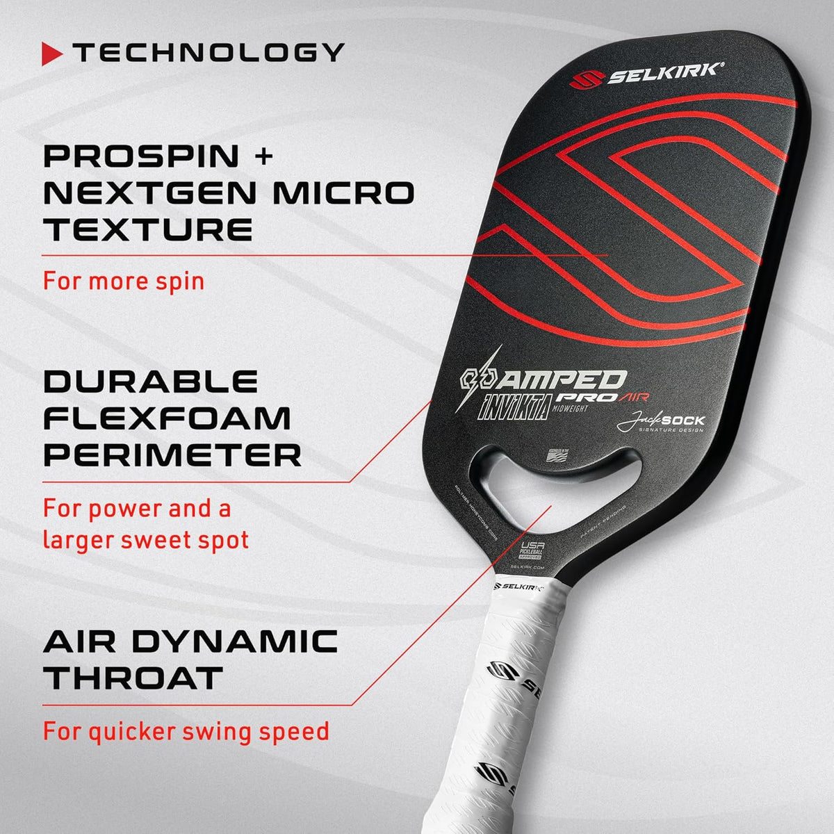 Selkirk Sport Amped Pickleball Paddles | Fiberglass | Polypropylene X5 Core
