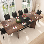 86 in Extendable Dining Table for 6 8 10 People,59"-86" Farmhouse Rectangle Extending Dining Table w/Removable Leaves Space Saving,Wooden Adjustable Tables for Kitchen Office Living Room (Brown)