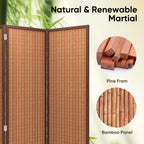 JOSTYLE 6 Panel Folding Privacy Screen 6ft Bamboo Freestanding Room Divider